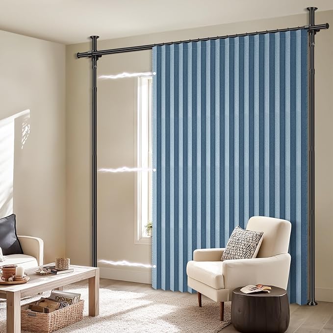100% Blackout Room Divider Curtains Sets Blue 1 Panel W100 x L84in No Drill