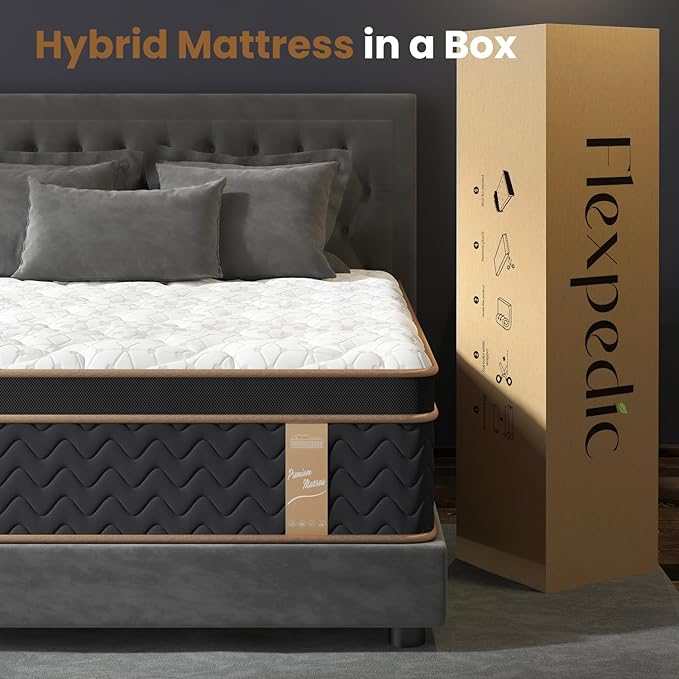 King Mattress 10 Inch, Cooling Hybrid Bed in a Box, Individual Pocket Springs, Motion Isolation, Targeted Hip/Shoulder/Lumbar Support, Fiberglass-Free, Ergonomic Zones, 365-Night Trial, CertiPUR-US