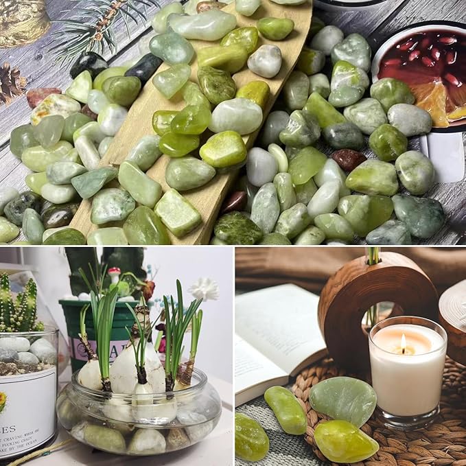 YISZM 40lbs Jade River Rocks for Landscaping, 1-2 Inch Natural Pebbles for Indoor Plants, High Polished Decorative Stones Garden Outdoor and Indoor DIY Vase Filler Fish Tank Aquariums