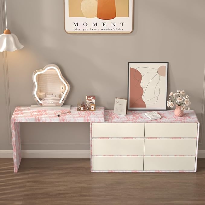 Extra Wide Marble Contact Paper Granite Peel and Stick Wallpaper Pink Glossy