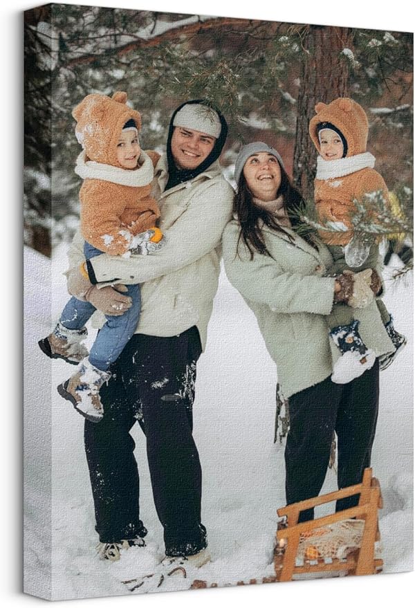 Jovivi Custom Canvas Prints with Your Pictures - Personalized Photos Print,Wall Art Poster Canvas Printing Customized Photo Gifts for Wedding Family Pets Home Office Decor Frame 16x12