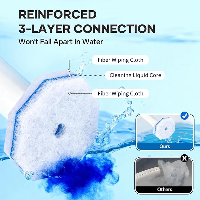 30 PCS Toilet Wand Refills Fits for Clorox Toilet Wand,Upgrade 3-Layer Disposable Bowl Cleaner Refills for Bathroom Cleaning,3X Cleaning Power,No Falling Apart