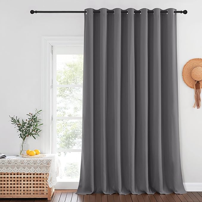 NICETOWN Sliding Glass Door Curtain Extra Long 132 inches Long, Grommet Thermal