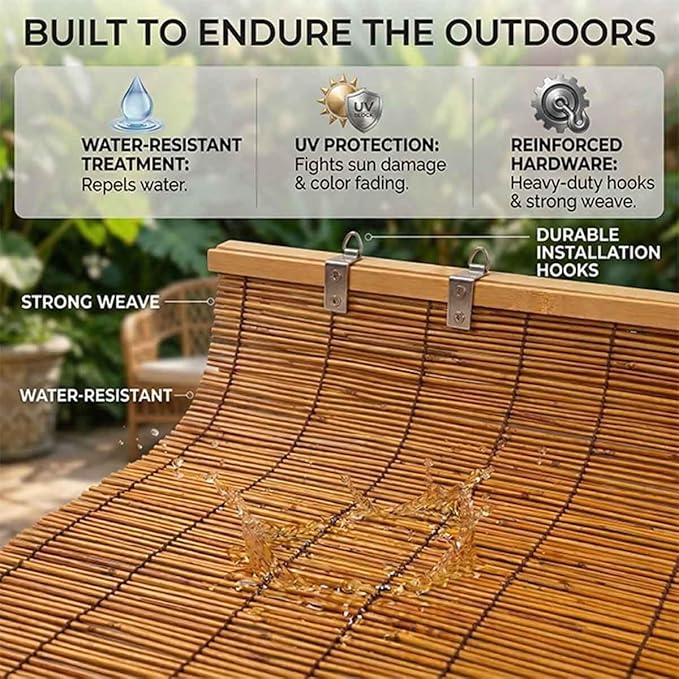Bamboo Roller Shades for Outdoor Patio