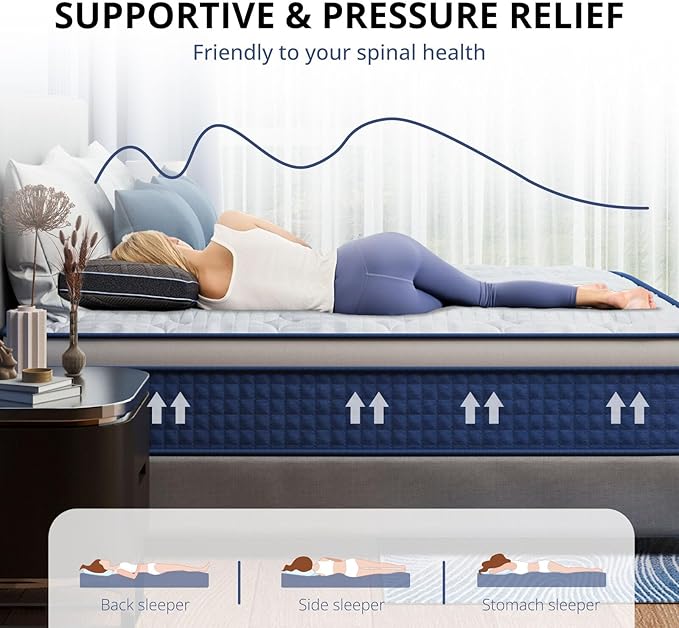Twin XL Mattress 12 Inch Hybrid Mattress in a Box, Medium Firmness, Foam and Individual Pocket Springs for Motion Isolation & Pressure Relief, CertiPUR-US Certified, 38" x 80"