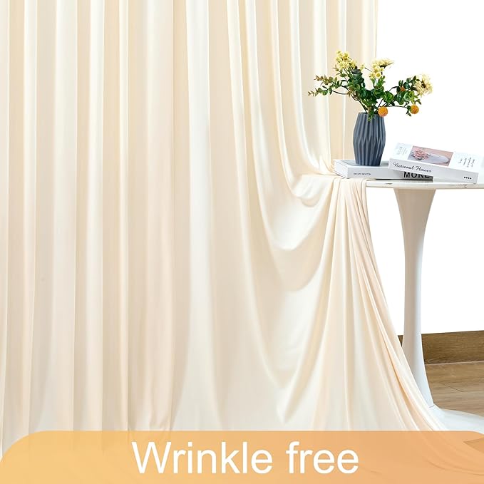 8 Panels Champagne Backdrop Curtain for Parties Wedding Baby Shower Wrinkle Free Photo Curtains Backdrop Drapes Fabric Decoration for Bridal Shower 40ft(W) x 10ft(H)