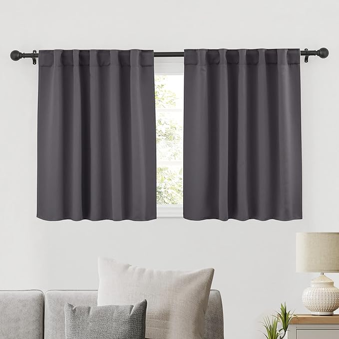 RYB HOME Blackout Curtains for Kitchen, Room Darkening Half Window Treatment