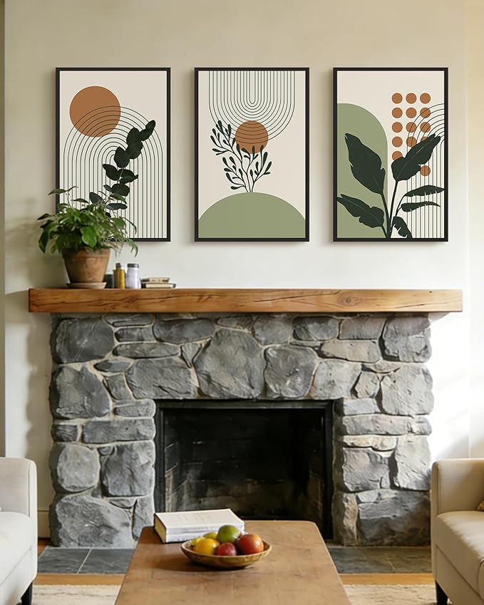 PHOPAGO Boho Plant Wall Art Green Botanical Bohemain Framed Wall Printing