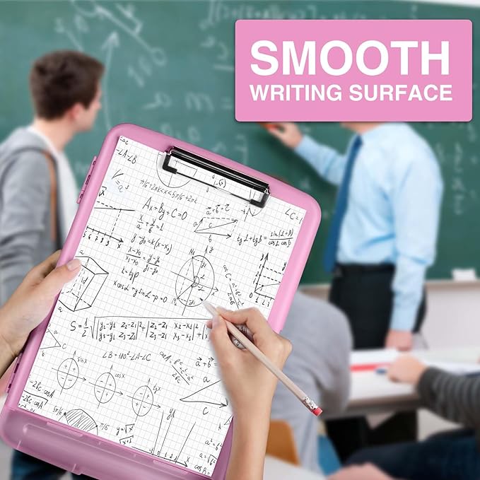 Sooez Clipboard with Storage, Clip Board 8.5 x 11 with Pen Holder, Plastic Organization Case Box for Letter Legal A4 Size Paper, Low Profile Clip, Nurses Teachers Must Haves, School & Office Supplies