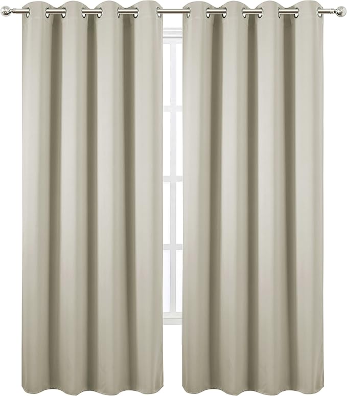 LEMOMO Blackout Curtains 66 x 84 inch/Light Beige Curtains Set of 2
