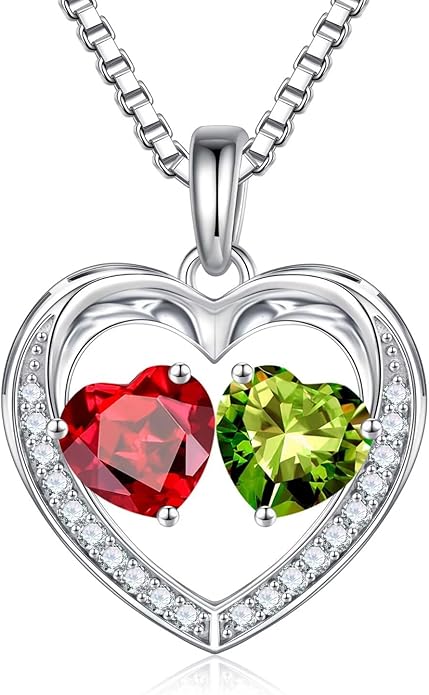 Iefil Christmas Gifts for Women Wife - 925 Sterling Silver Heart Birthstone Necklace, Anniversary Birthday Gifts for Women Wife Girlfriend Mom, Birthstone Jewelry Gift for Her