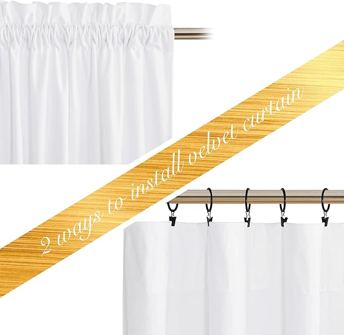NICETOWN White Velvet Curtains 84 inches