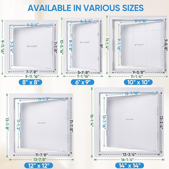 TICONN Access Panel for Drywall, 8 x 8 Inch ABS Plastic Wall Hole Cover Access