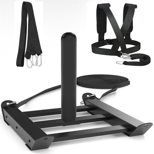 Moricher Weight Sled with Harness, Heavy Duty Fitness Strength Training Sled Workout Sled for Athletic Exercise and Speed, Suitable for 1" and 2" Weight Plates