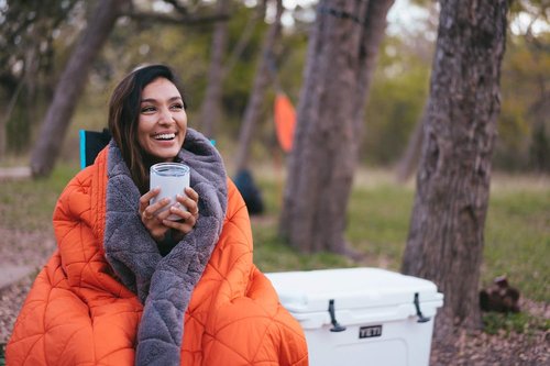 KAMMOK Mountain Blanket - Ultra-Plush Fleece, Water Resistant, Portable, Durable, Indoor/Outdoor Camp Blanket (84 in × 50 in) - Ember Orange