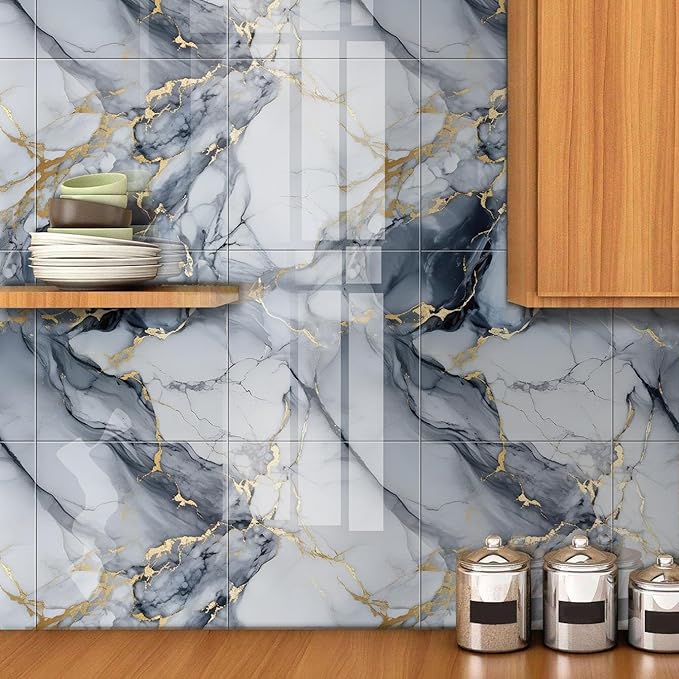 Chejiaye Thick 10pcs Marble Peel and Stick Backsplash Surface Waterproof Wall