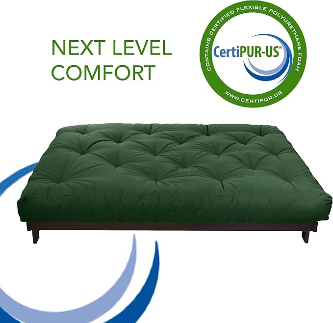 Mozaic Full Size 8-Inch Cotton Twill Gel Dual Memory Foam Futon Mattress, Ivory