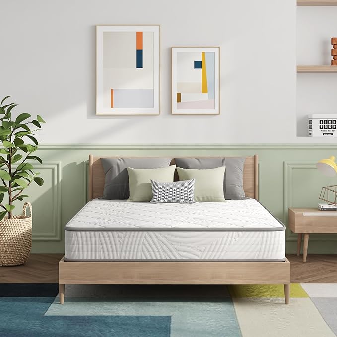 Novilla Twin XL Mattress 8 inch, Hybrid Twin XL Size Mattress in a Box, Innerspring Mattresses with Comfortable & Breathable Foam, Supportive Mattresses for Back Pain Relief, Certipur-Us Certified