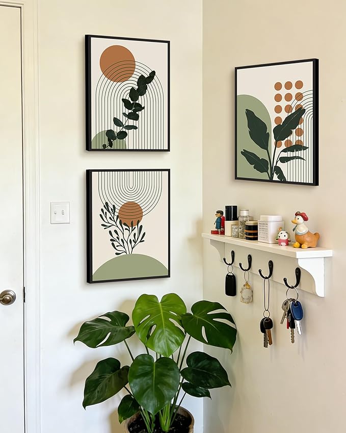 PHOPAGO Boho Plant Wall Art Green Botanical Bohemain Framed Wall Printing