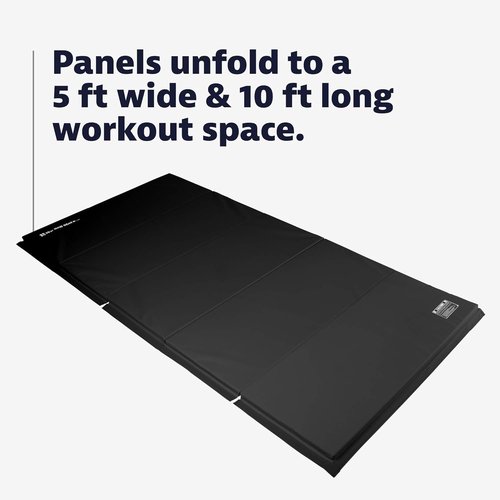 5 ft x 10 ft Folding Gymnastics Mat - Portable Tumbling & Exercise Mat with Hook & Loop Fasteners