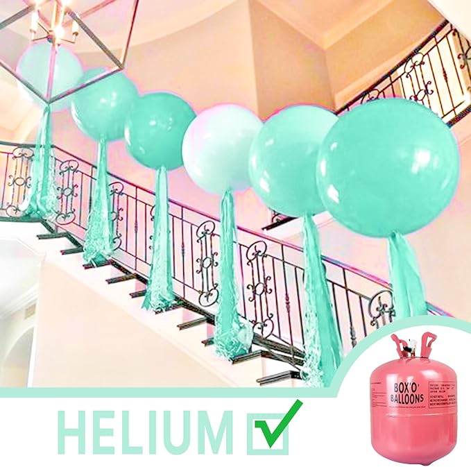 PartyWoo Mint-q03 4pcs 36" Balloons, Ice Cream Theme, Latex, Jumbo, for Birthday, Wedding Decorations