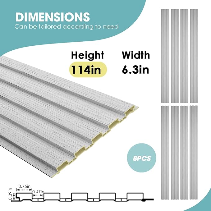 OUZUGIE WPC Acoustic Slat Wall Paneling, Living Room, TV Background, Study Room