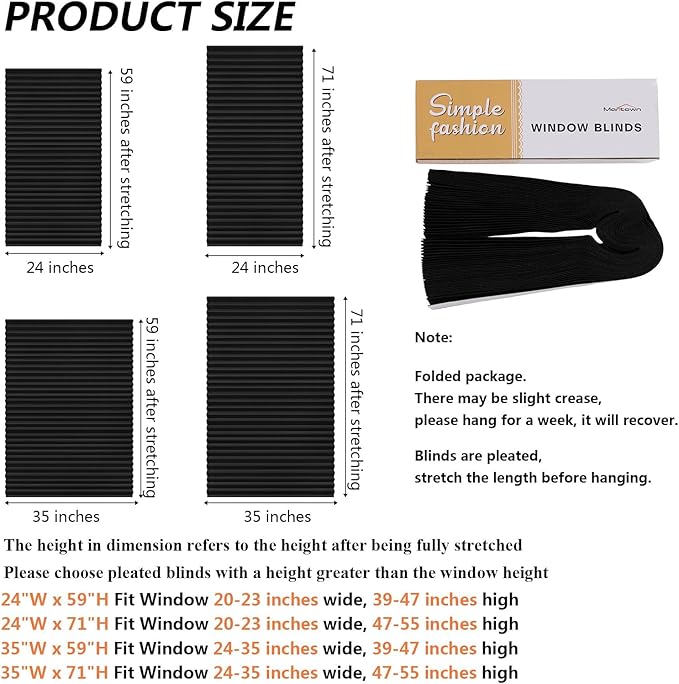 Window Blinds Cordless Blackout No Drill Cut to Size Clip On Stick On Self
