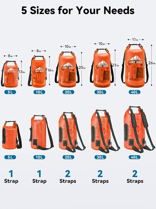 HEETA Waterproof Dry Bag - Lightweight Roll Top Storage for Travel & Outdoor | 5L/10L/20L/30L/40L Sizes