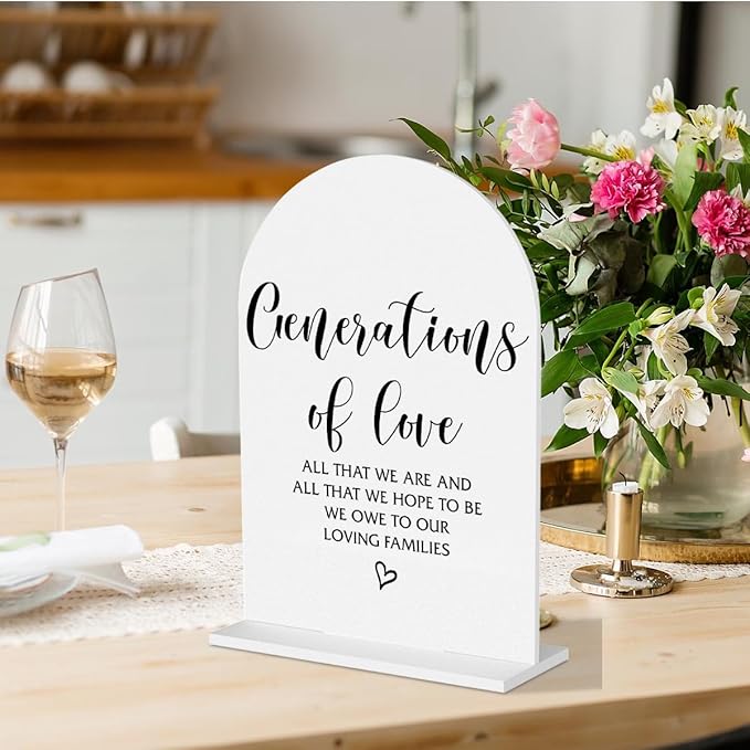 Wedding Signs Generations of Love Sign Modern Wedding Sign for Engagement Bridal Shower Ceremony Reception Event Birthday Party Clear Table Acrylic Decor