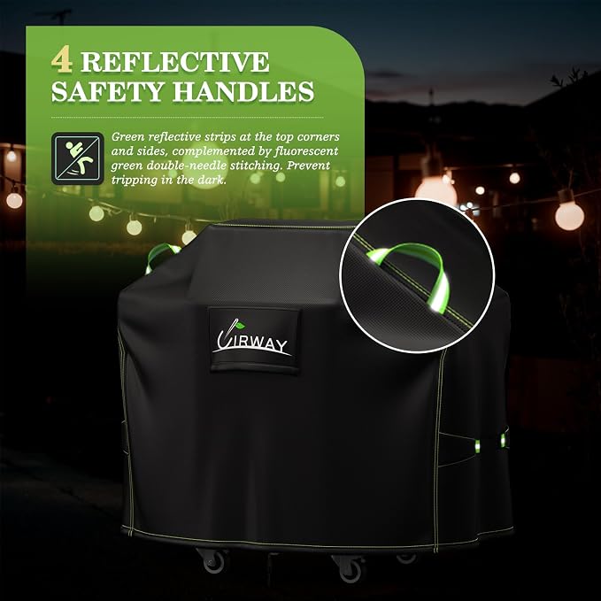 UIRWAY Grill Cover for Outdoor Grill 58 Inch, 600D Heavy Duty Waterproof BBQ Cover, UV & Fade Resistant Gas Grill Covers with Reflective Strip and Air Vent, Black