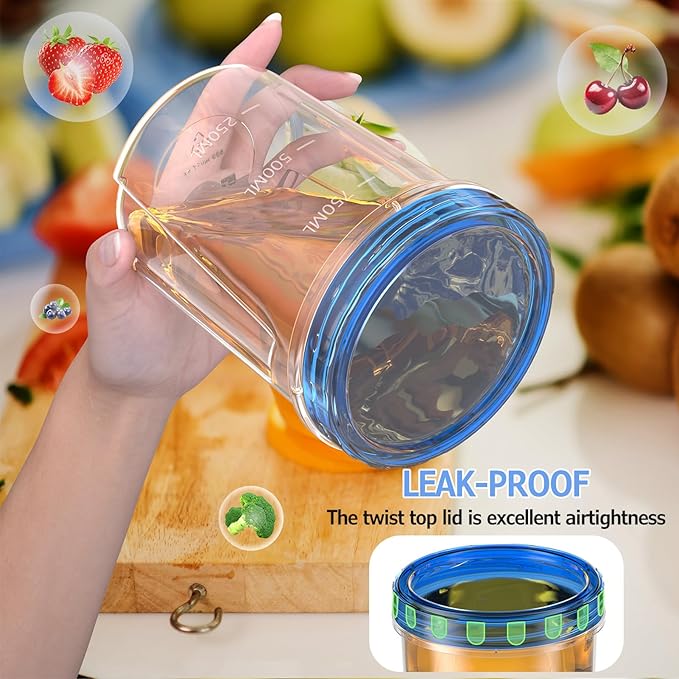 [10 Pack-32 OZ] Food Storage Containers, Small Plastic Containers with Twist Top Lids, Airtight Freezer Storage Containers with Lids, Reusable Soup Containers for Meal Prep, Lunch, Leftovers, Salad
