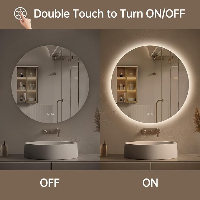 LOVESPEJO 30 Inch Round Backlit Bathroom Mirror