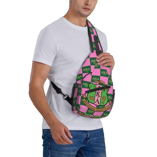Generic Sorority Gifts Paraphernalia Sling Bag Crossbody Travel Hiking Chest Backpack Shoulder Daypack For Women - Pink, 7.5 x 3.5 x 15.4 inches