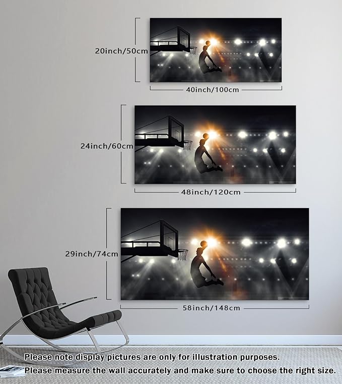 Muolunna BK06662 Basketball Sports Canvas Wall Art Picture 1 Panel Sports Painting Art Prints For Living Room Boys Room Office Wall Decor Artwork