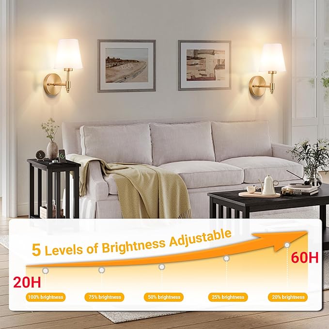 Vimhou Peel and Stick Wall Sconces, Stick On Wall Sconce Set of 2, Battery