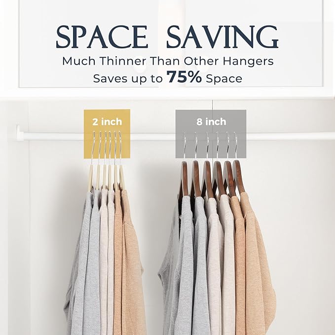 HOUSE DAY Beige Velvet Hangers 20 Pack, Non Slip Clothes Felt Hanger Heavy Duty for Coat, Premium Slim Space Saving Suit Hangers for Closet Organizer, 360° Rotating Silver Hook