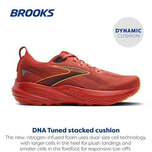 Brooks Men’s Glycerin 22 Neutral Running Shoe - Burnt Sienna/Ebony/Orange - 12 Medium