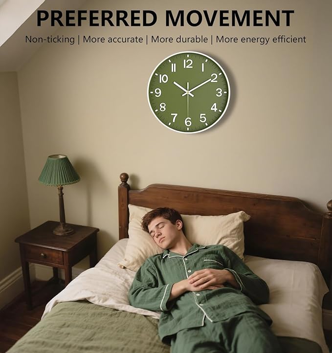 Wall Clocks Battery Operated, 12 Inch Non Ticking Wall Clock, Silent Analog