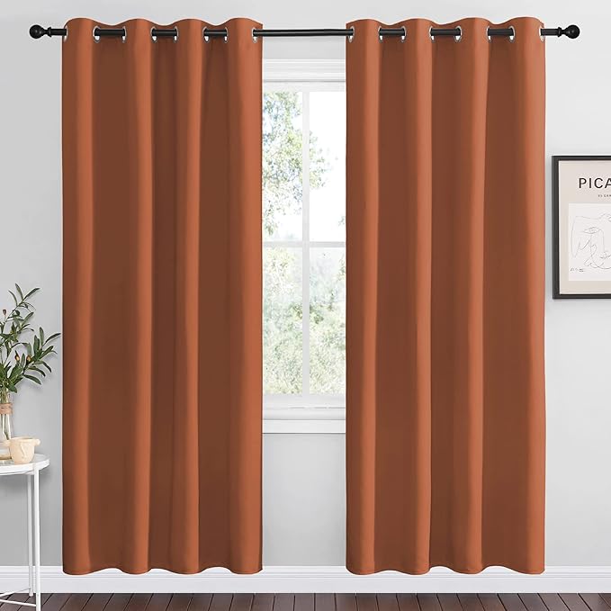 NICETOWN Halloween Burnt Orange Insulated Curtains Blackout Draperies