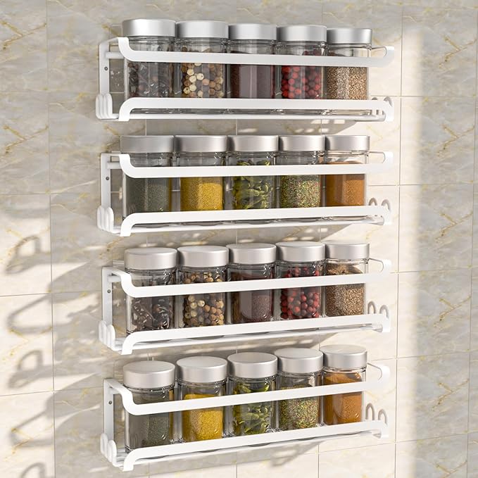 LUCYCAZ 4 Pack Wall Mounted Spice Rack