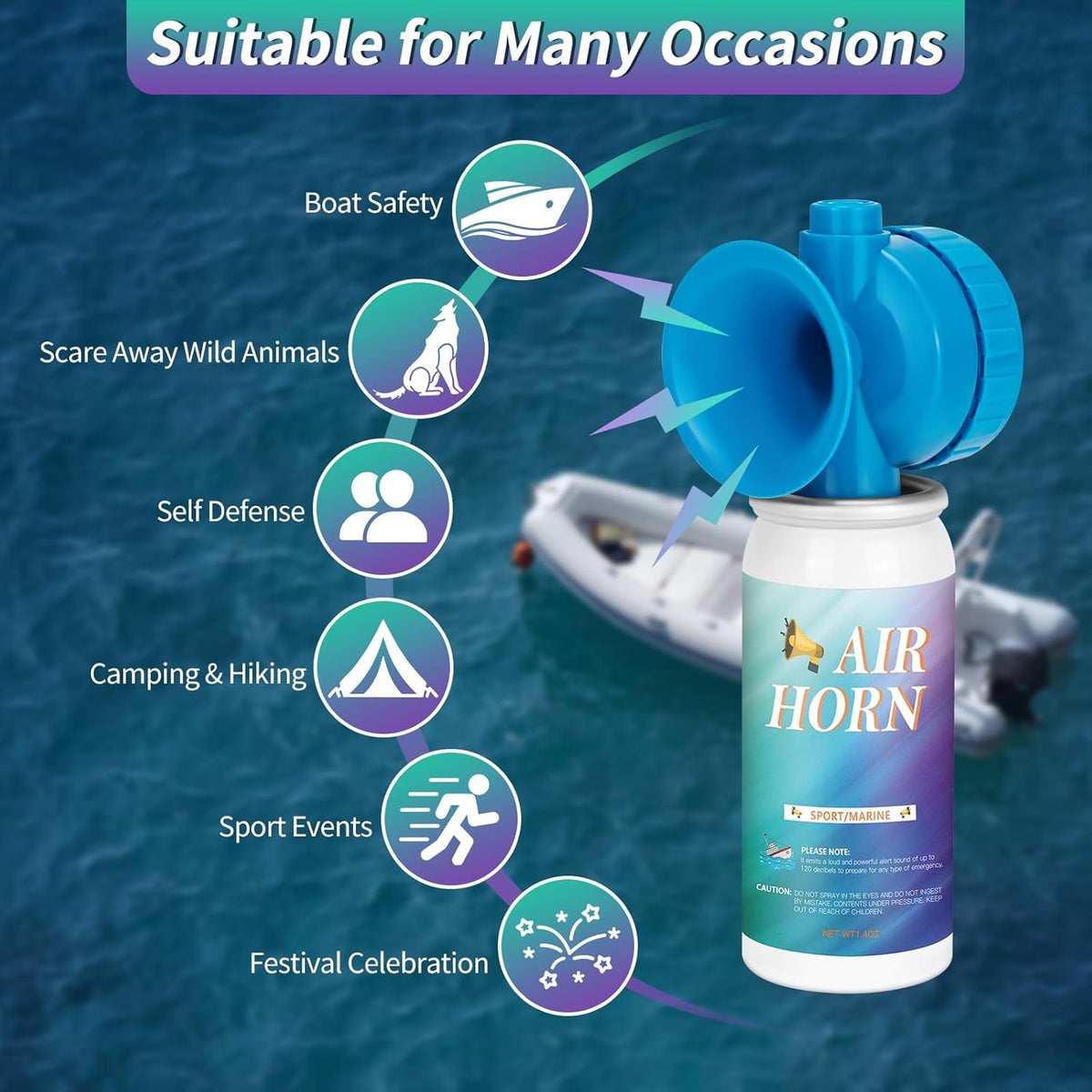 Skiennix 1.4oz Air Horn | Loud Marine Safety Horn for Sporting Events & Camping - Compact Handheld Design