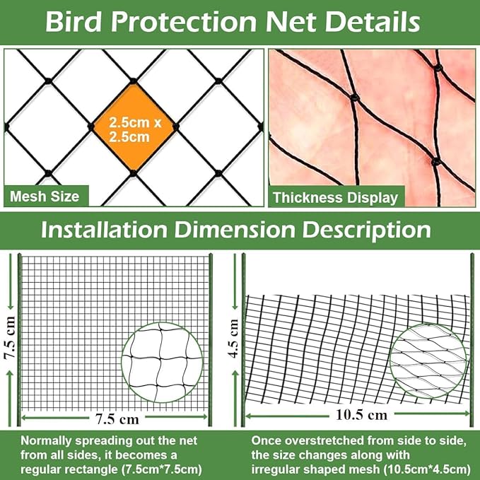 Poultry Netting 25x25 ft, 1" Square Mesh Heavy Duty Chicken Run Net, Garden Netting to Protect Plants, Fruit Trees, Vegetables from Birds, Deer, Pests & Animals for Farm, Orchard, Coop