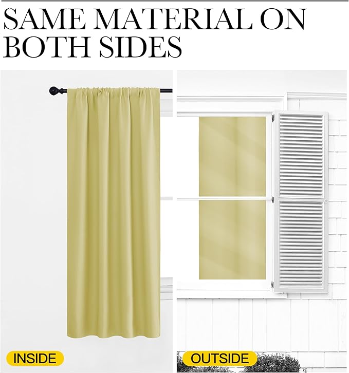 NICETOWN RV Blackout Curtains for Camper Windows, Paler Yellow, Kitchen Curtains