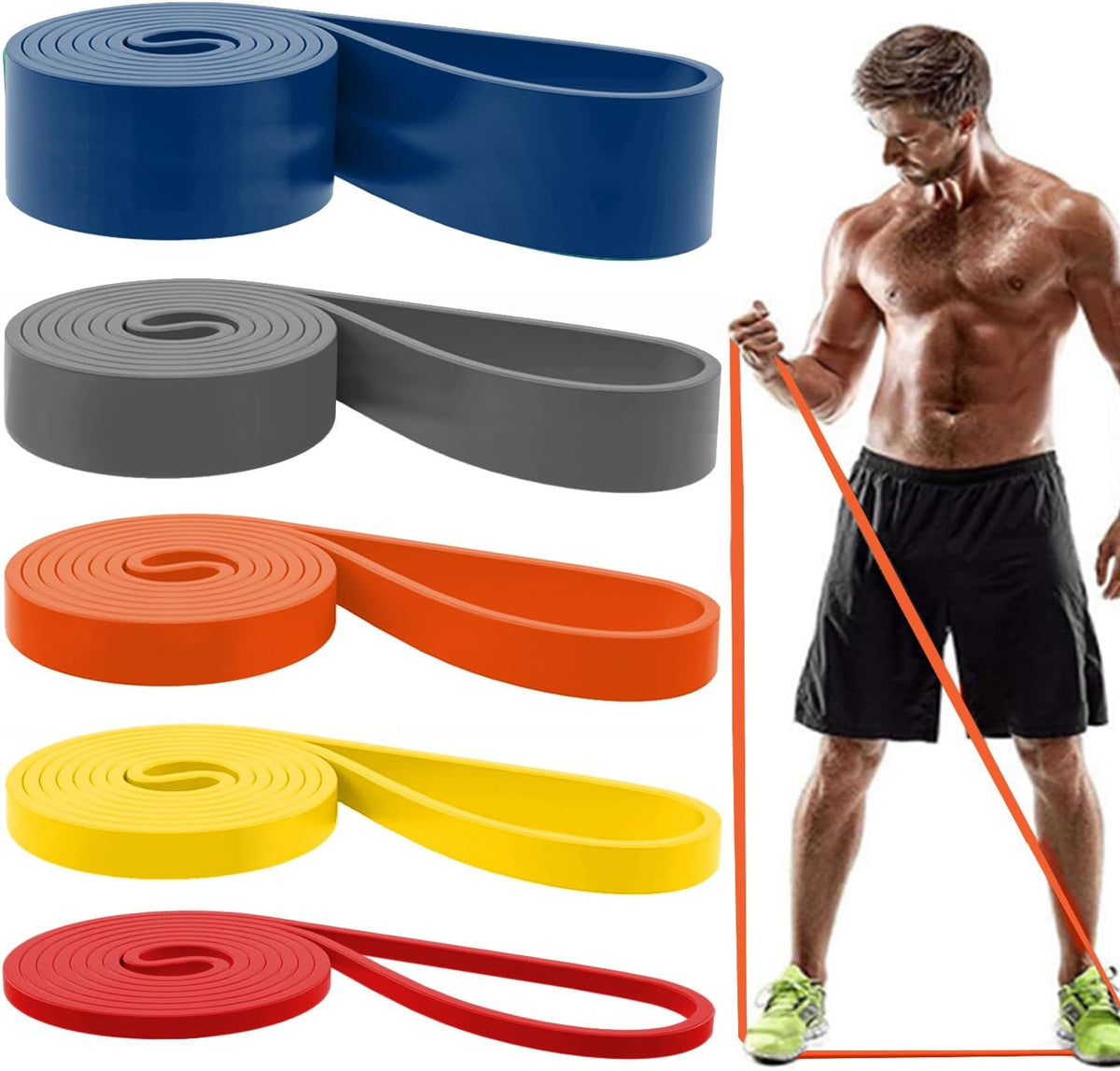 Resistance Bands, Pull Up Assist Bands - Workout Bands, Eexercise Bands, Long Resistance Bands Set for Working Out, Fitness, Training, Physical Therapy for Men Women