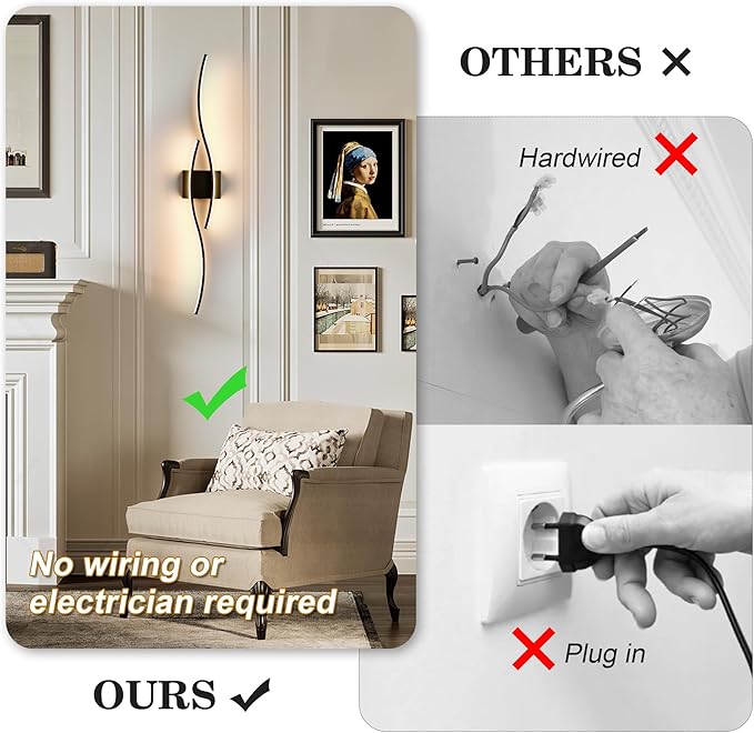 KARTOOSH Battery Operated Wall Sconces Set of Two