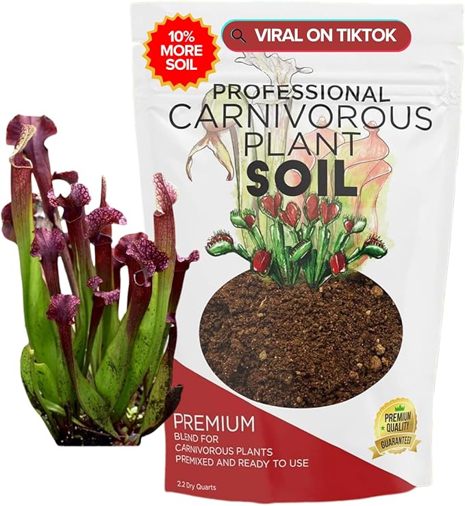 Professional Carnivorous Plant Soil Mix Large 2.2 Quarts Ready to Use, Premium Potting Soil for Venus Flytrap Sundew Pitcher Plant Butterwort, Peat Moss Coco Coir Perlite Blend Made in USA