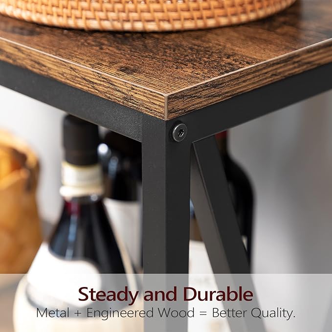 55" Sofa Table, Industrial Console Table, 3-Tier Narrow Side Table with Open Shelves, Foyer Table for Entryway, Hallway, Kitchen, Living Room and Bedroom, Rustic Brown CTHR80401