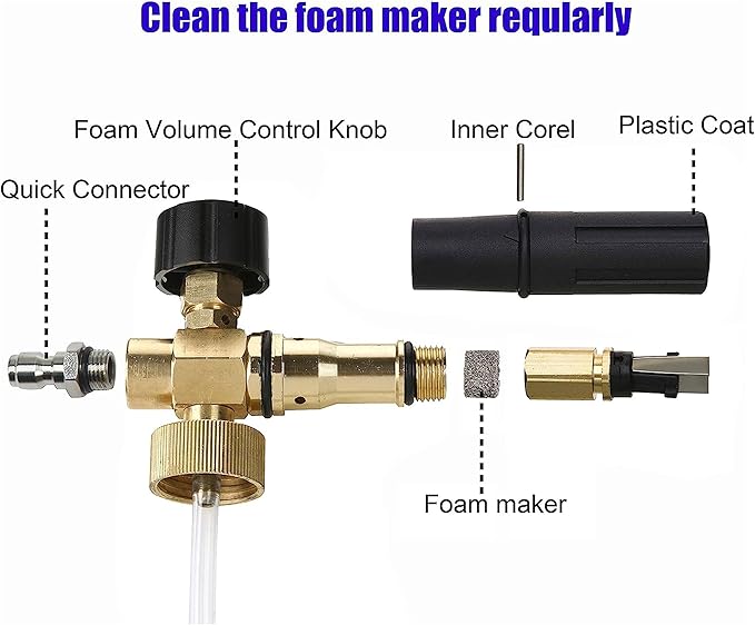 Tool Daily Short Pressure Washer Gun with Foam Cannon, Dual Connector Accessory, 1/4 Inch Quick Connect, 5 Spray Nozzle Tips, 1 Liter