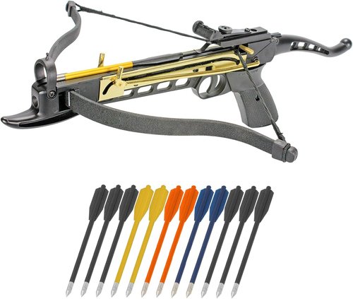 80 LBS Self-Cocking Crossbow Pistol with Adjustable Sights & Safety Feature