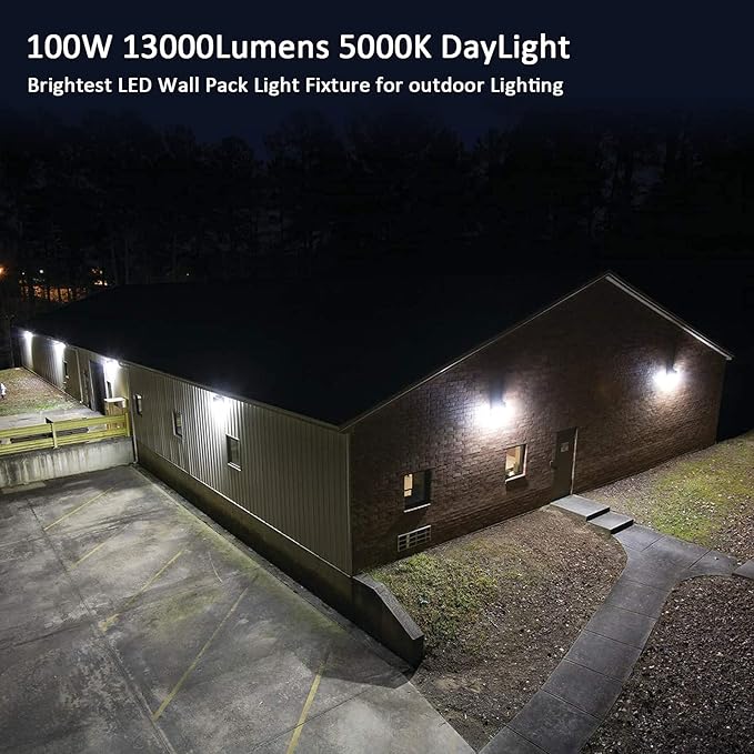 LED Wall Pack Light with Dusk to Dawn Photocell, 100W 13000LM 5000K Daylight